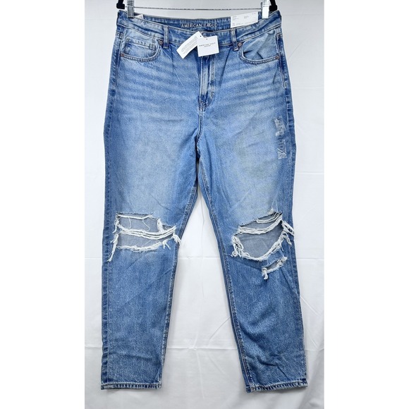 American Eagle Outfitters Denim - American Eagle Sz 16 Regular Women's Mom Jeans Strigid Denim Distressed New